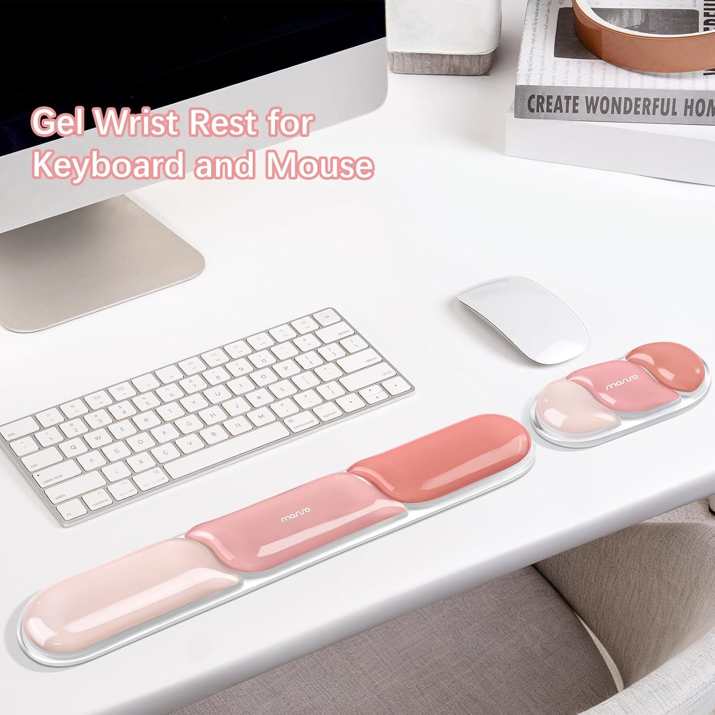 MOSISO Gel Keyboard Wrist Rest&Wrist Support for Mouse, Streamlined Ergonomic Soft Cooling Gel Mousepad Pain Relief Easy Typing Pad Non-Slip Computer Laptop Home/Office, Green