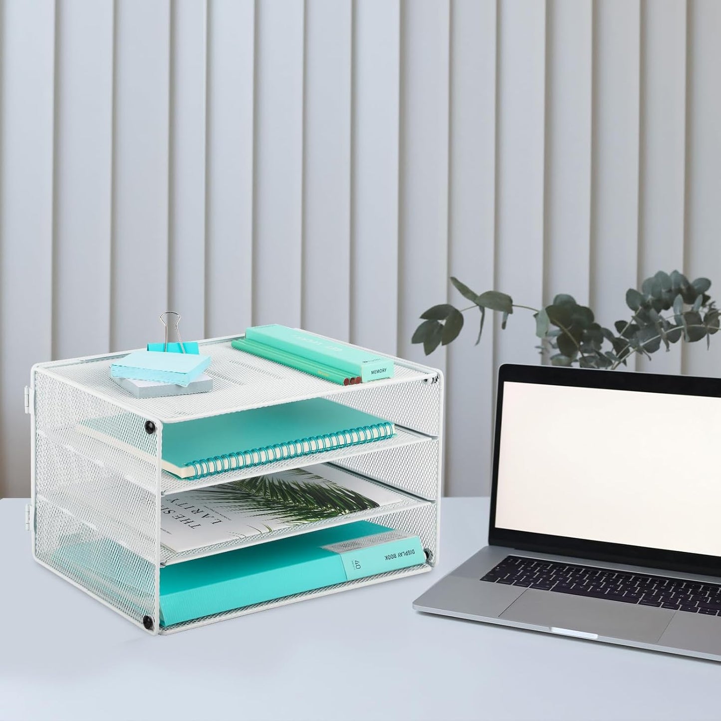 EASEPRES 3 Tier Mesh Desk Organizer Tray, File Paper Letter Folder Holder Desktop Paper Sorter Mail Organization Rack Storage Accessories, for Office Home School Classroom, Black