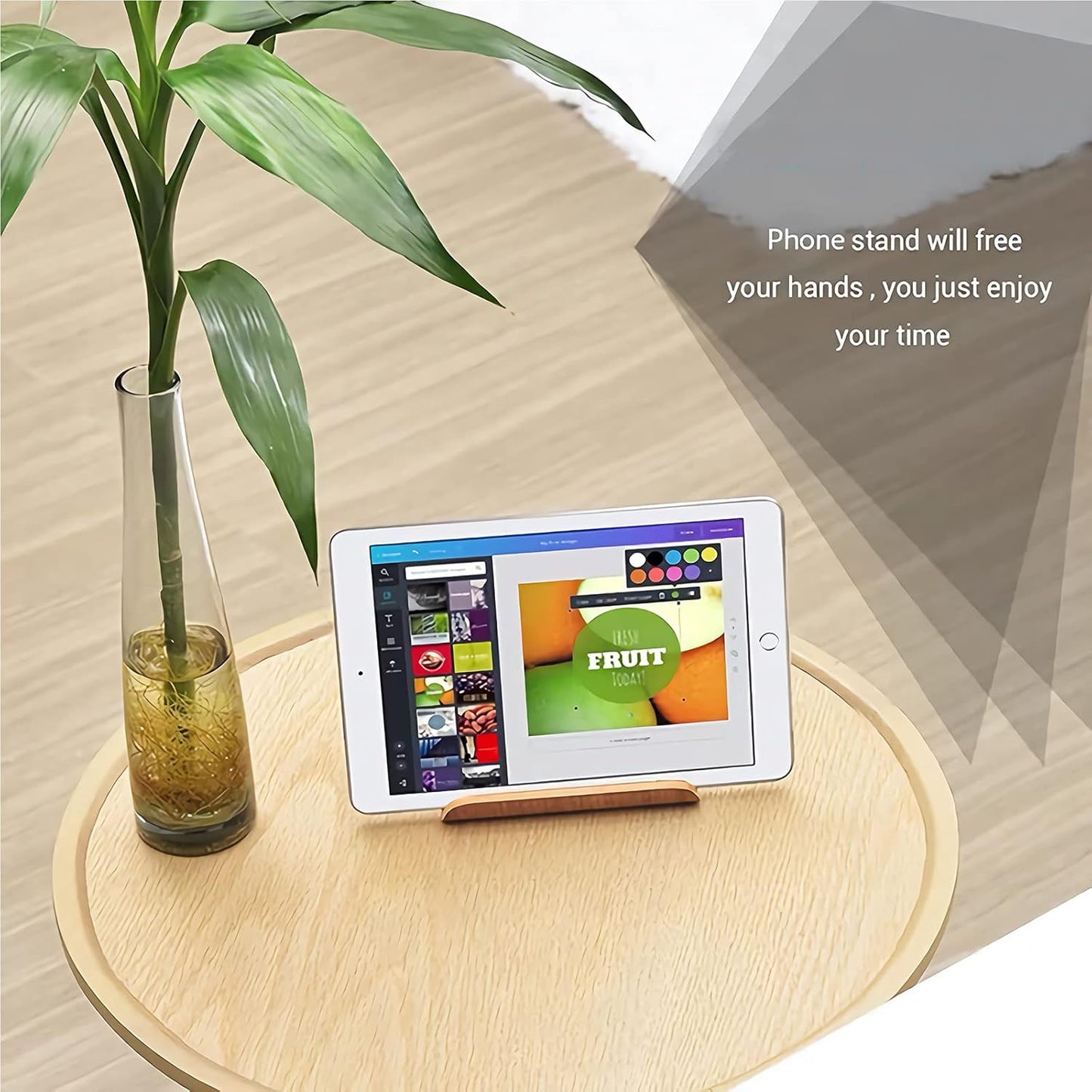 Wooden Cell Phone Stand, Universal Mobile Phone Holder Stand Non Slip Stable Desktop Phone Stand for iPhone, iPhone13,Samsung Galaxy Smartphones, iPad, Tablets Facetime Holder for Desk