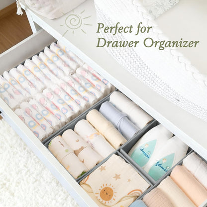 Criusia Drawer Organizer 18-Piece Set, Dresser Organizer for Baby Clothes, Foldable Closet Storage & Drawer Dividers for Underwear, Socks, Nursery (Beige)