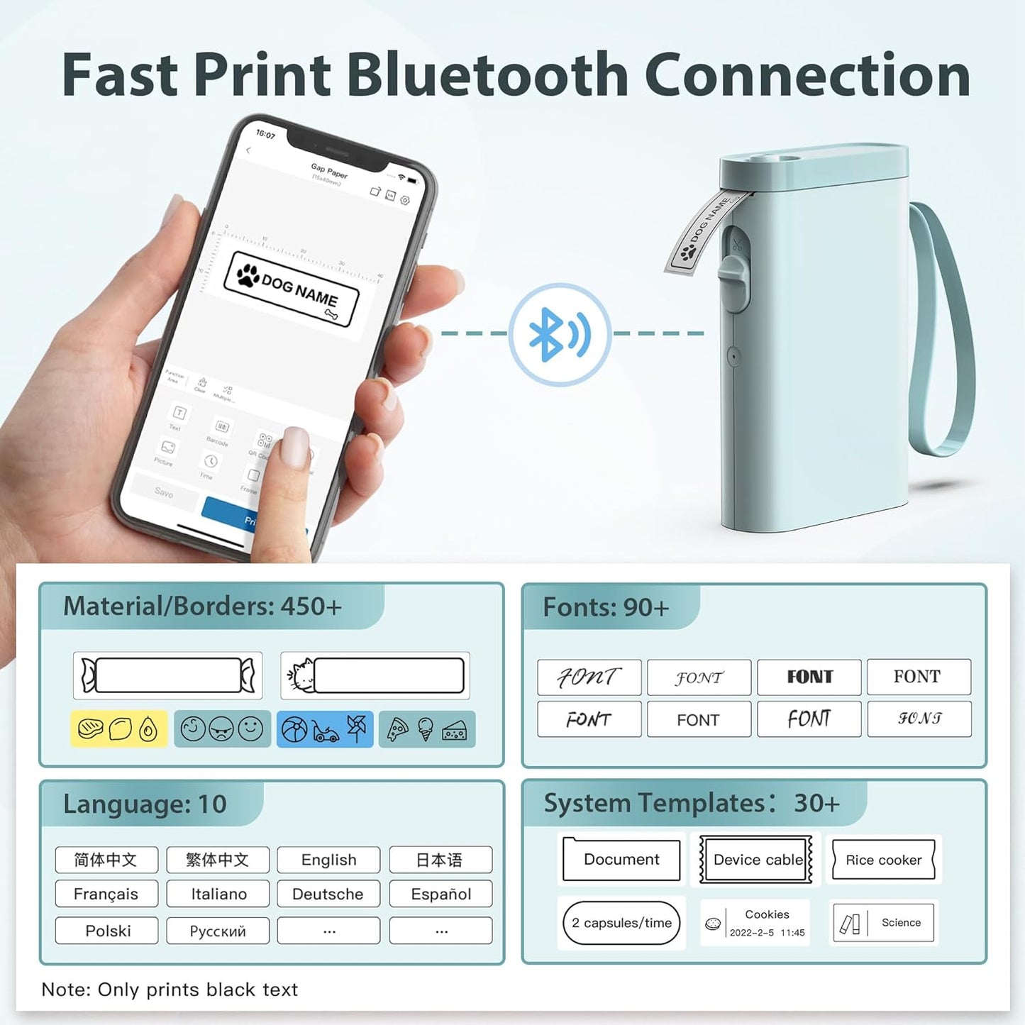P21 Label Maker Machine with Tape, Bluetooth Label Printer Thermal Mini Label Makers with Built-in Cutter and Multiple Templates, Portable Printers for School, Office, Home Use (Green)