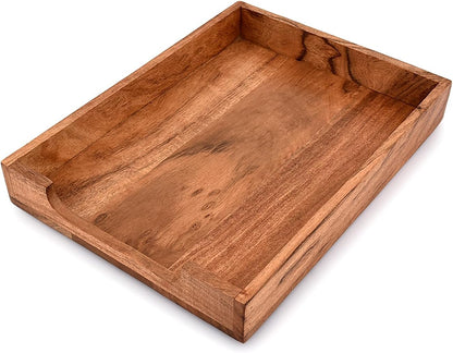 EDHAS Letter Trays & Stacking Supports Acacia Wood Desk Document, File Folder, Magazine Holder Tray (14" x 11" x 2")