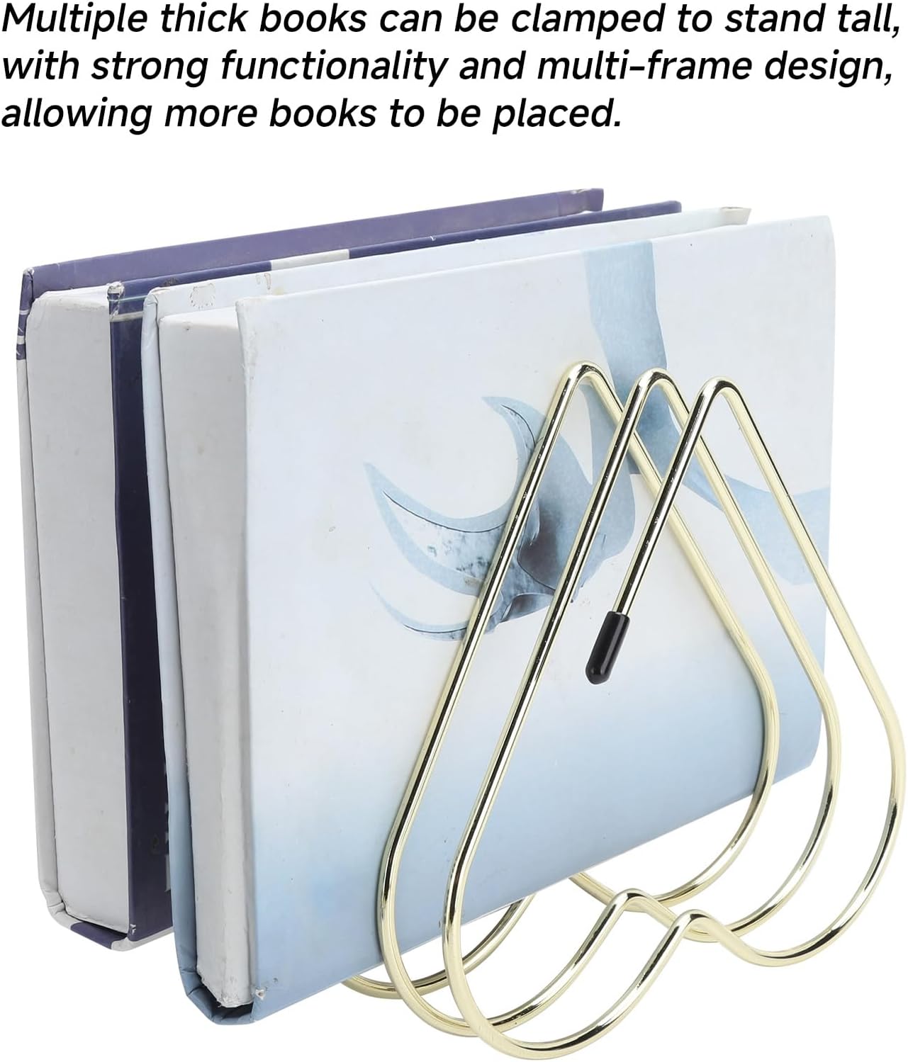 Folder Holder for Desk, Heart Shaped Desk File Organizer Vertical File Holder, 5 Slots Iron Gold File Holder, Telescopic Book File Organizer Stand for Desk File, Gold
