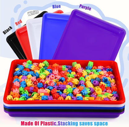 Hoteam 10 Pcs Flat Storage Organizer Tray Bin Paper Tray for Classroom Plastic Stackable File Organizer for School Office Teacher Book Organization(Clear,13.78 x 9.84 x 3.15 Inch)