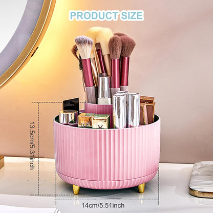 Cayxenful Pencil Holder For Desk,5 Slots 360°Degree Rotating Desk Organizers And Accessories,Desktop Storage Stationery Supplies Organizer, Cute Pencil Cup Pot For Office, School, Home (B-White)