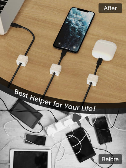 8 Pack Magnetic Cable Clips, Phone Cord Holder for Nightstand, Under Desk Cable Management, Canisflax Adhesive Wire Charging Cord Organizer Keepers Holder for Home Office Car Wall Desktop