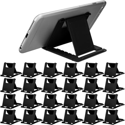 Macarrie 24 Pcs Cell Phone Stand, Universal Foldable Tablet Stand for Desk Compatible with 13 12 11 Pro XS Max x 8 6s Plus Smartphones(Black)