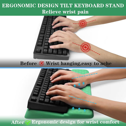 Computer Keyboard Stand Pad with Wrist Rest, Ergonomic Comfy Tilted Keyboard Stand Riser Holder Pad for Office Home (Black)
