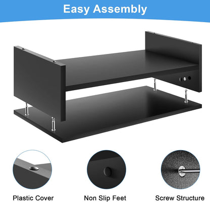 Marbrasse Monitor Stand Riser, 2 Pack 16.5 Inch 2 Tier Computer Monitor Stand, Printer Shelf Stand for Laptop Computer Screen Storagek,Desktop Stand with Phone Holder and Cable Management