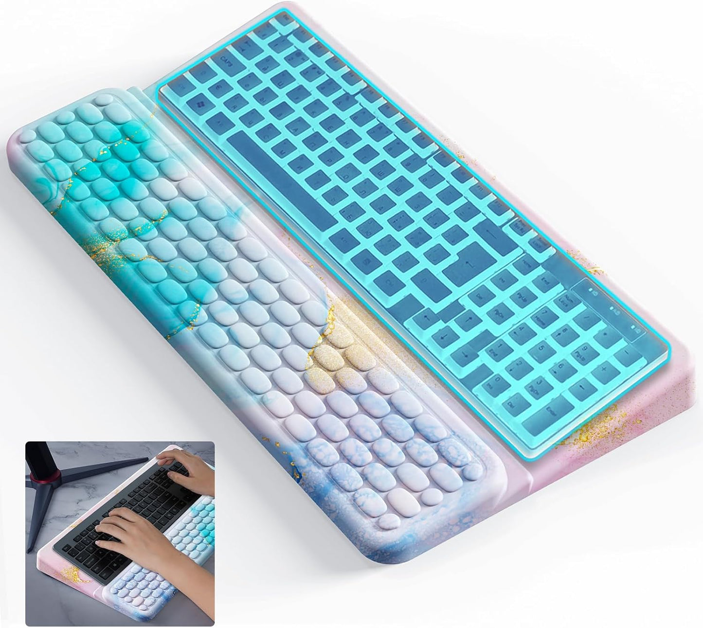 Keyboard Stand for Desktop, Keyboards Wrist Rest, Ergonomic Keyboards Holder for Easy Typing Working, Wrist pad for Keyboards with Comfortable Wrist Rest for Keyboard Pink