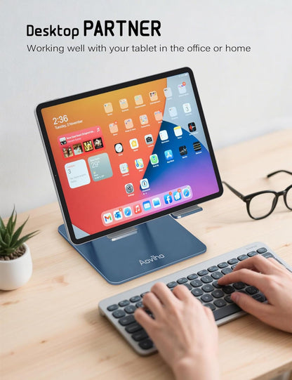 Aoviho Tablet Stand Holder for Desk, Adjustable Desktop Tablet Holder, Foldable Aluminum Tablet Mount for iPad pro 12.9, iPad Air Mini, Samsung Galaxy Tabs Z Fold Kindle Fire 4-12 inch Purple
