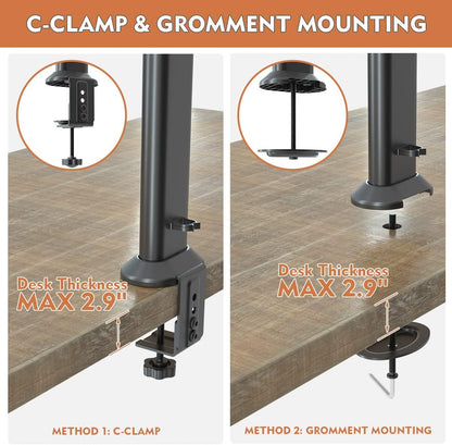 HEMUDU Single Desk Monitor Arm Mount Stand Fit for 13 inch to 32 inch Flat Curved Computer Screen with Swivel, Height Adjustable, Rotation,Holds up to 77lbs, Black