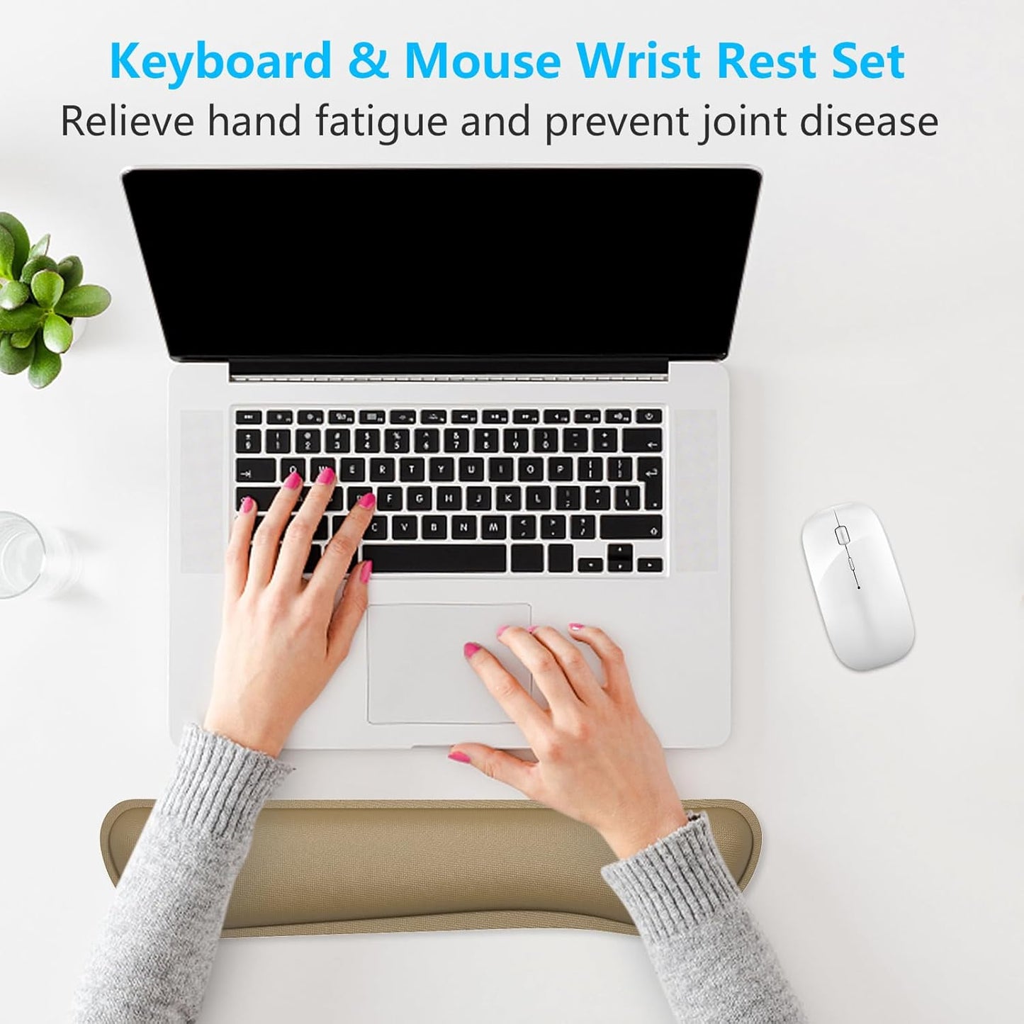 Dapesuom Enlarge Keyboard Wrist Rest, Cute Memory Foam Keyboard Wrist Cushion for Computer Desk Mats Support, Typing Pain Relief Ergonomic Mouse Pad Rests with Non-Slip Base for Gaming, Laptop, Purple