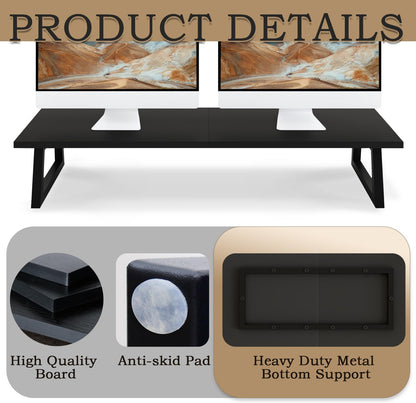 TEAMIX 31.5 inch Dual Monitor Riser for 2 Monitors, Long Monitor Stand Riser TV Stand Riser Monitor Stand for Desk Wood & Steel Desktop Riser Desk Organization Home Office