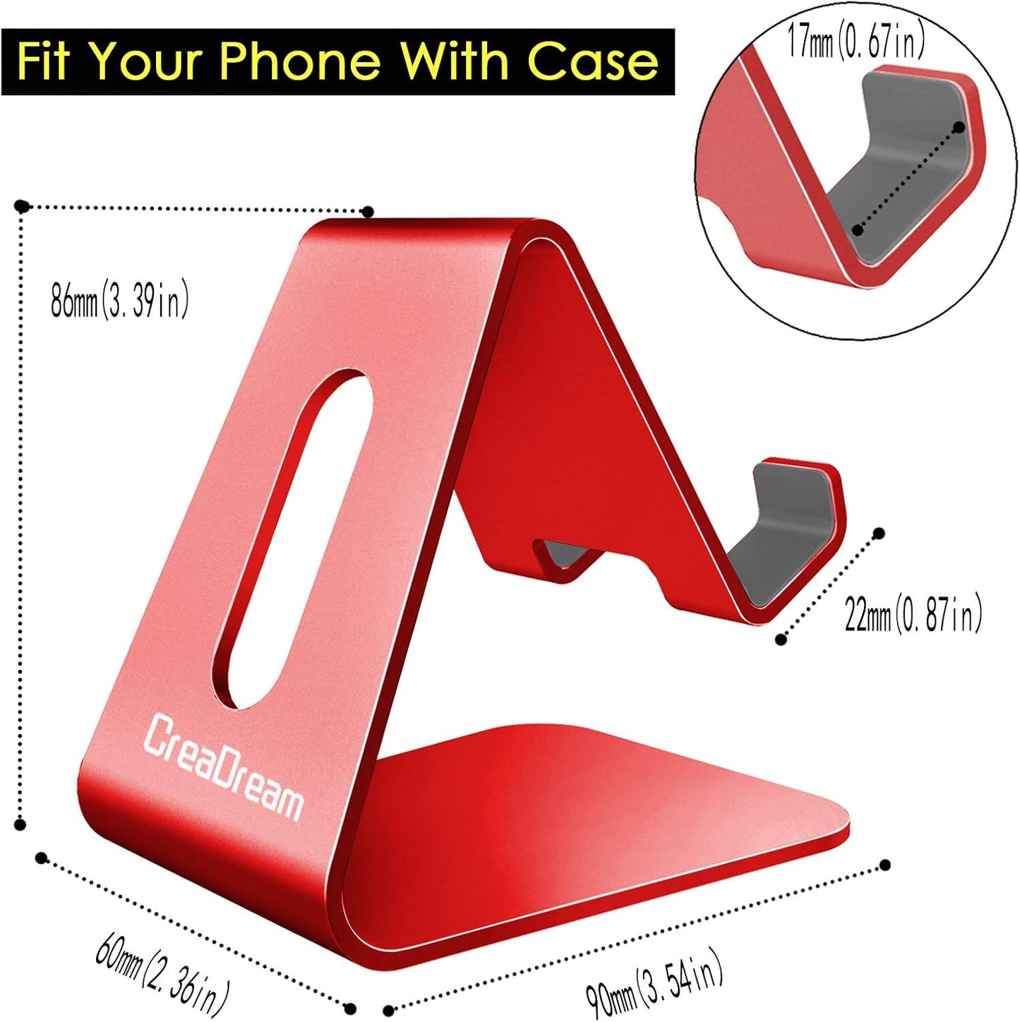 CreaDream Cell Phone Stand, Cradle, Holder, Aluminum Desktop Stand Compatible with Switch, All Smart Phone, iPhone 15 14 13 12 Pro Max Plus Mini Xr X Se 8 SE -Rose Gold