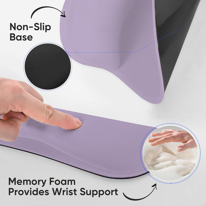 RICHEN Wrist Rest Support for Mouse Pad&Keyboard Set with Coaster,Concave Curved Memory Foam, Non-Slip Base Pain Relief Comfortable Easy Typing Pad for Home/Office (Lavender Purple)
