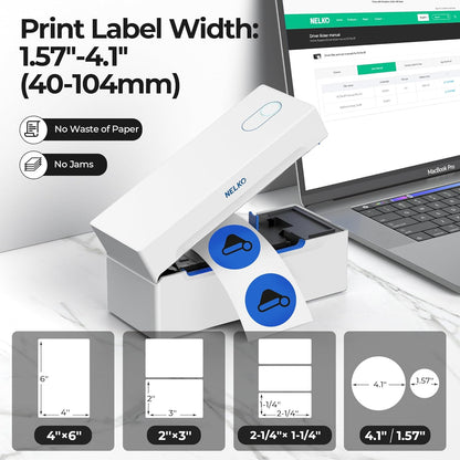 Nelko Bluetooth Thermal Shipping Label Printer, Wireless 4x6 Shipping Label Printer for Shipping Packages, Support Android, iPhone and Windows, Widely Used for Amazon, Shopify (Black)