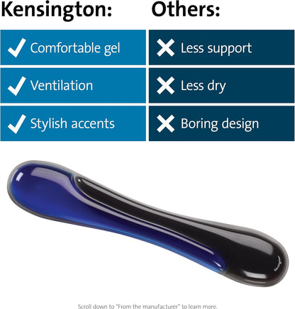 Kensington Duo Gel Mouse & Keyboard Wrist Rest Bundle Set, Ergonomic Keyboard and Mouse Pad With Wrist Support, Keyboard Wrist Rest, Computer Keyboard Pad, Cooling Gel, Non-Skid Backing, Blue K52920WW