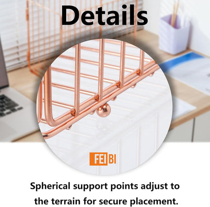 Hanging Rose Gold File Organizer, equipped with a 6-piece set of rose gold desktop accessories