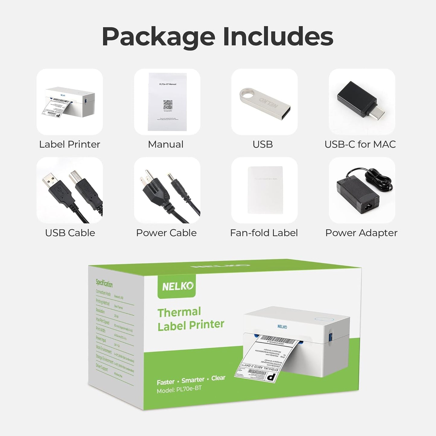 Nelko Bluetooth Thermal Shipping Label Printer, Wireless 4x6 Shipping Label Printer for Shipping Packages, Support Android, iPhone and Windows, Widely Used for Amazon, Shopify (Black)