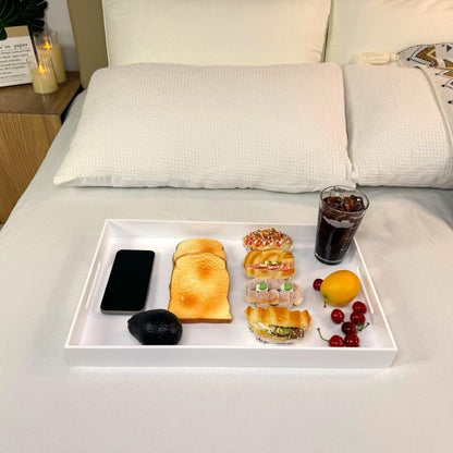 KEVLANG Clear Sturdy Acrylic Serving Tray with Handles-12x16Inch-Serving Coffee,Appetizer,Breakfast,Butler-Kitchen Countertop -Makeup Drawer Organizer-Vanity Table -Ottoman