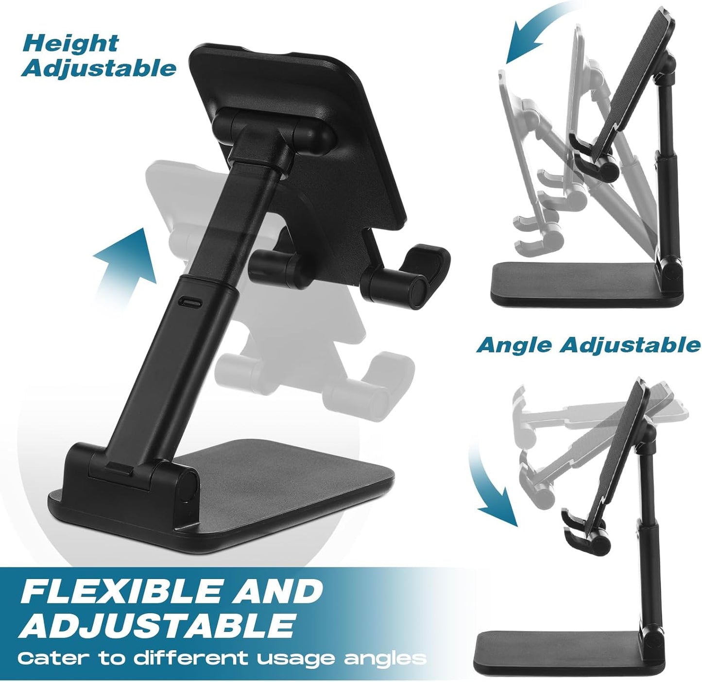 Wonderjune 12 Pcs Cell Phone Stand for Desk Phone Holder Stand Foldable Angle Height Adjustable Portable Holder Tablet for Office Travel Photography (White)