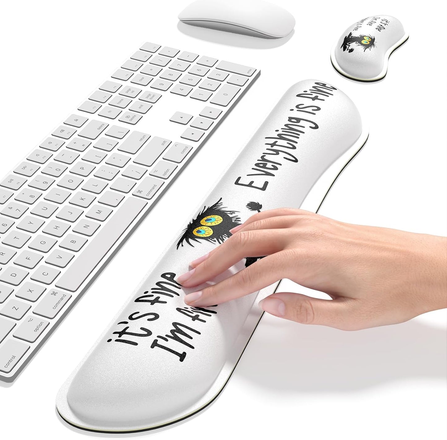 Dapesuom Enlarge Keyboard Wrist Rest, Memory Foam Wrist Cushion for Desk Mats Support, Cute Pain Relief Keyboard Mouse Pad Rests Set with Non-Slip Base for Gaming Laptop Office Computer, Green Leaf