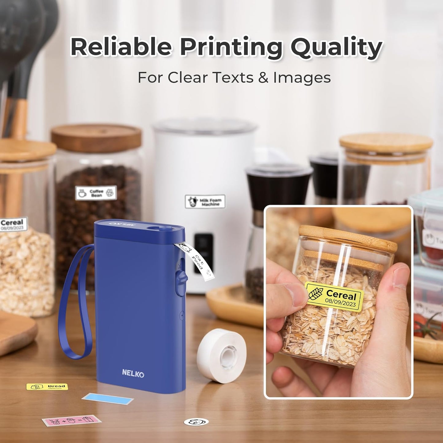 Nelko Label Maker Machine with Tape, P21 Bluetooth Label Printer, Wireless Mini Label Makers with Multiple Templates for School Office Home, White