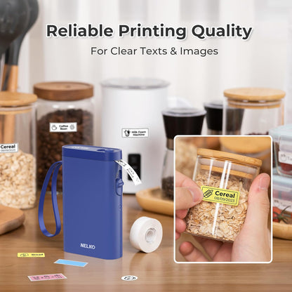 Nelko Label Maker Machine with Tape, P21 Bluetooth Label Printer, Wireless Mini Label Makers with Multiple Templates for School Office Home, White