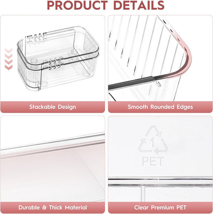 Expandable Drawer Organizer Set, Clear Adjustable Drawer Dividers, 4-Piece Storage Trays for Kitchen, Bathroom, Makeup, Office, Durable PET Material