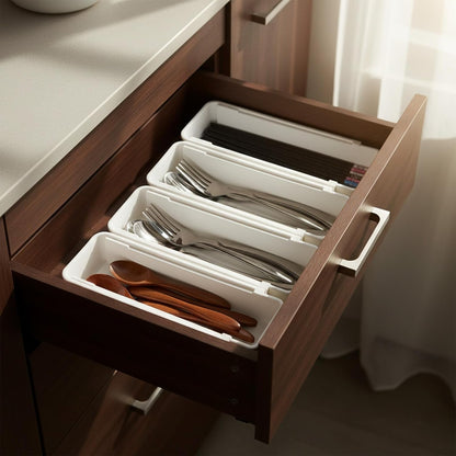 6 Pack Expandable Drawer Organizers Set, 9.8-16.2inches Plastic Drawer Organizer Trays Stackable Storage Container for Vanity Office Home Utensils Gadgets Shelf Kitchen