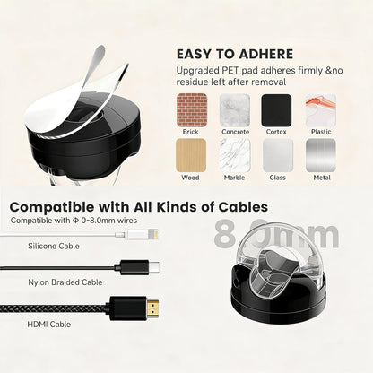IFNOW 6 Pack Magnetic Cable Clips for Nightstand Black and White Self Adhesive Cord Holder Adjustable Clip for Desk, Nightstand, Phone Charger, Computer, Home, Office, Car