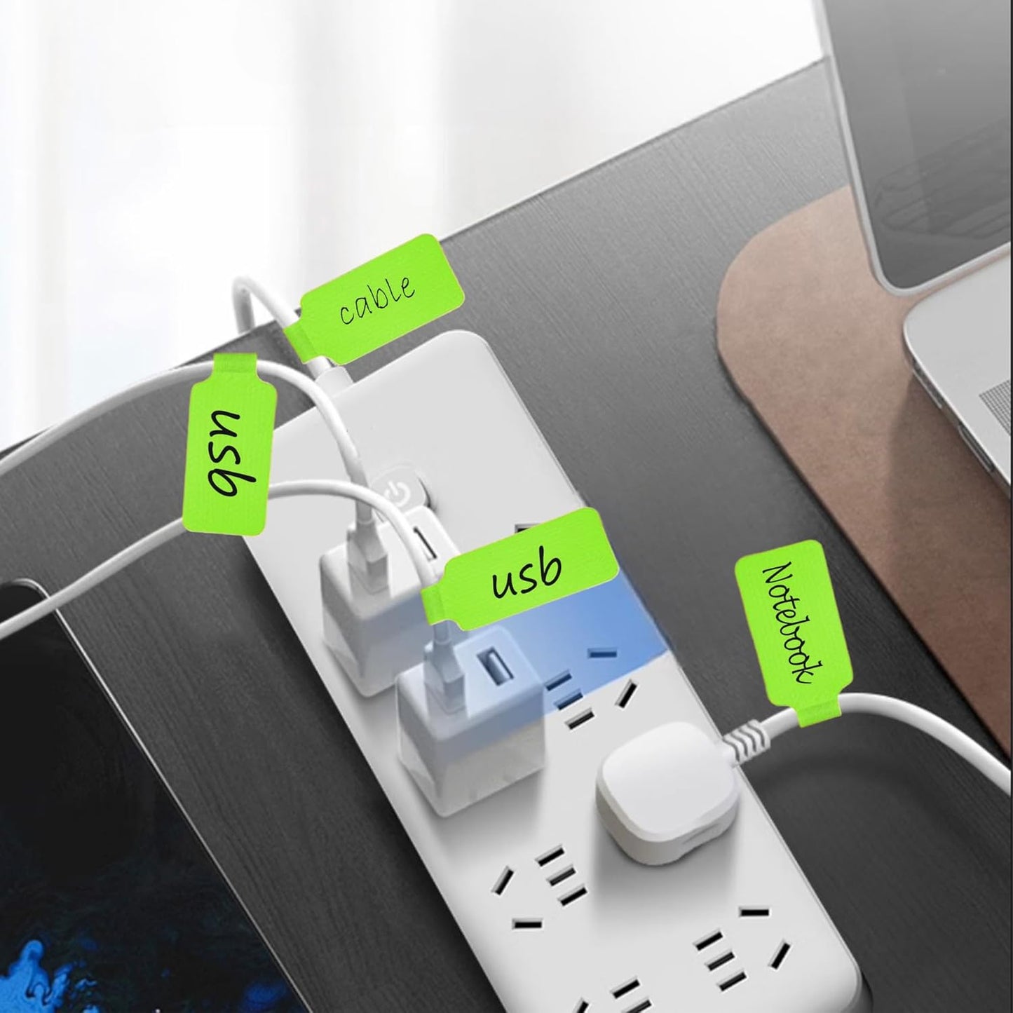 60 Pieces Cable Labels & Reusable Hook and Loop Fastening Ties Set - 30 Pieces Cord or Wire Labels & 30 Pieces Labels for Electronic Cords, Home & Office Cord Management