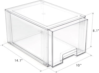 BINO | Stackable Storage Drawers, Shallow X-Large - Clear | THE CRATE COLLECTION | Storage Bins With Drawers Bathroom Organizers and Storage Organization and Storage Under Sink Organizer Vanity Home