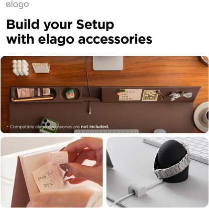 elago Magnetic Cable Management Organize 4 Cables, Powerful Magnets, Wire Holder Keeper Organizer Phone Home Office Desk Compatible with Magnetic Pad (1 Slot +3 Slot Set)[Stone]