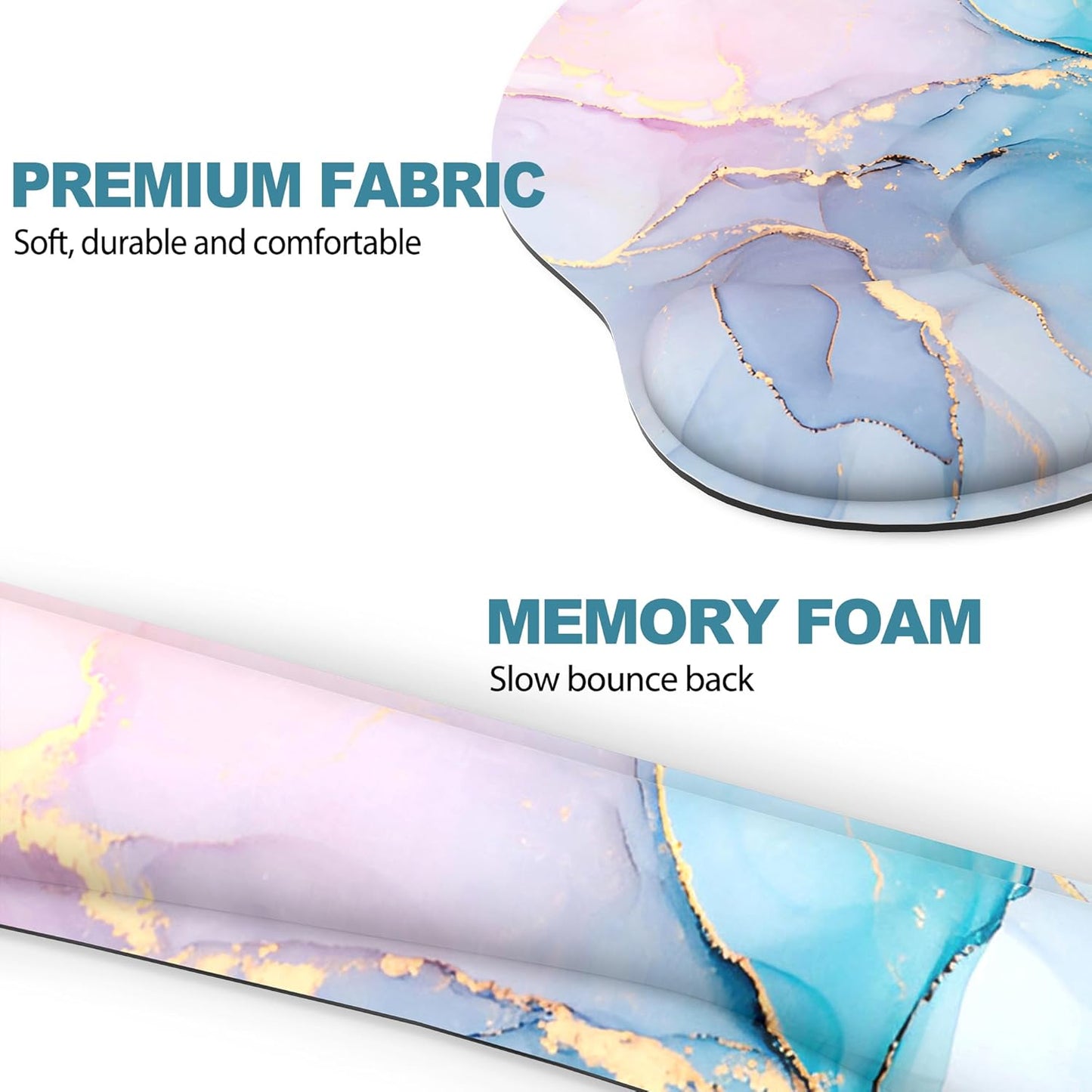Ergonomic Mouse Pad with Wrist Rest and Keyboard Wrist Rest, Memory Foam Wrist Rest for Computer Keyboard, Easy Typing, Pain Relief, Mouse Pad Wrist Support for Gaming,Office, Laptop, Black Flower