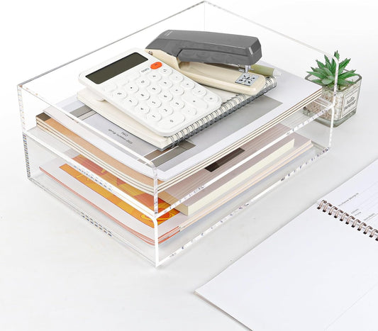 4 Pack Acrylic Paper Tray Organizer for Desk Clear File Organizer,Acrylic Desk Organizers and Accessories Sorter,Perfect for File Paper, Ipad, Letter, A4 Office File, Books, Notes.