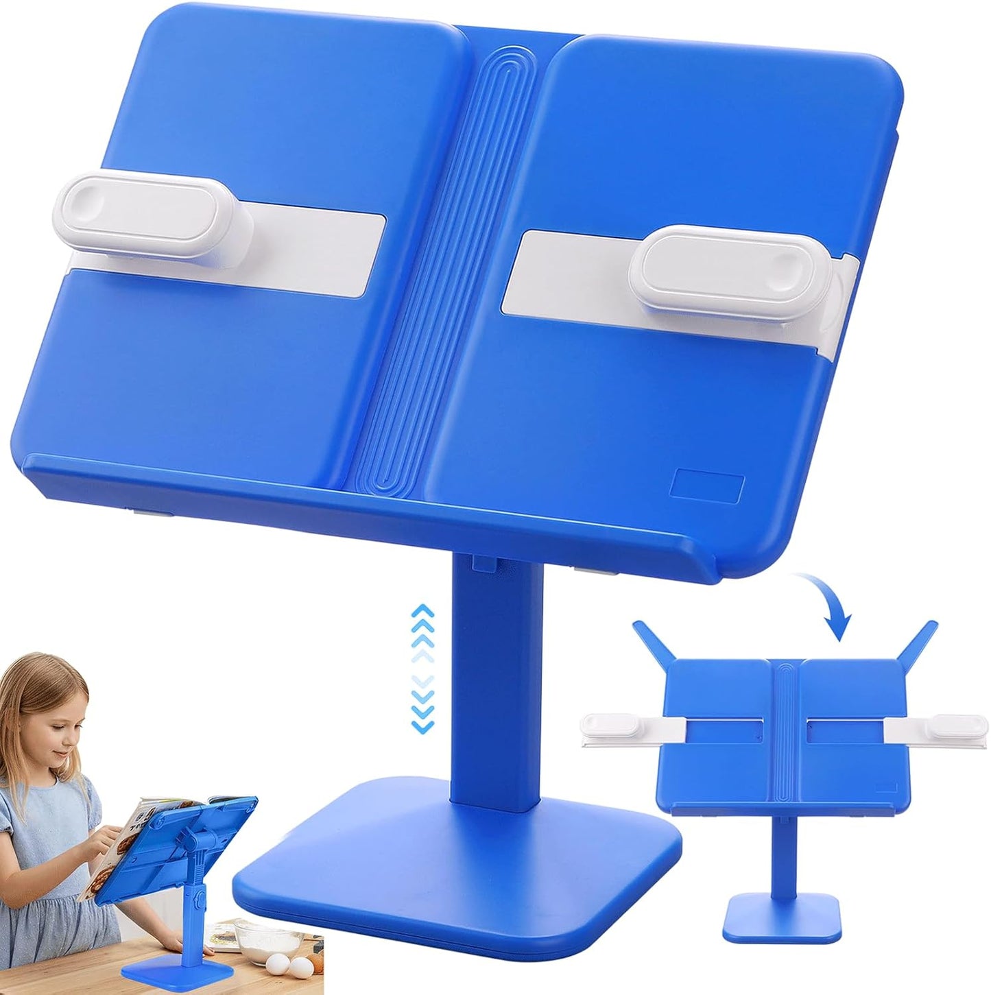 Tablet Stand Holder,Adjustable Foldable Lightweight iPad Laptop Book Stand for Desk,Monitor Holder Multi-Functional Rest Tray Recipes Textbook Cookbook Magazine Laptop Tablet DW (Grey)