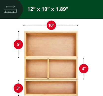 ROYAL CRAFT WOOD 5-Piece Bamboo Drawer Organizer Set – Multi-Use Storage Trays for Kitchen, Bathroom, Office, Makeup, Jewelry & More – Junk Drawer Tray, Utensil Holder, Storage Box & Bin Set (5 Boxes)