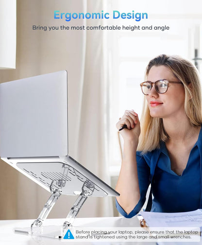 Lpoake Adjustable Foldable Laptop Stand, Portable Ergonomic Computer Stand for Laptop, Compatible with 10 to 15.6 Inches Notebook Computers