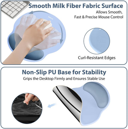 Sushret Mouse Pad and Keyboard Wrist Rest, 3-in-1 Gel Memory Foam Ergonomic Mouse Pad with Wrist Rest Set,Gaming Mousepad Arm Cushion Support for Computer Office Desk Accessories Cute Setup,Sage Green