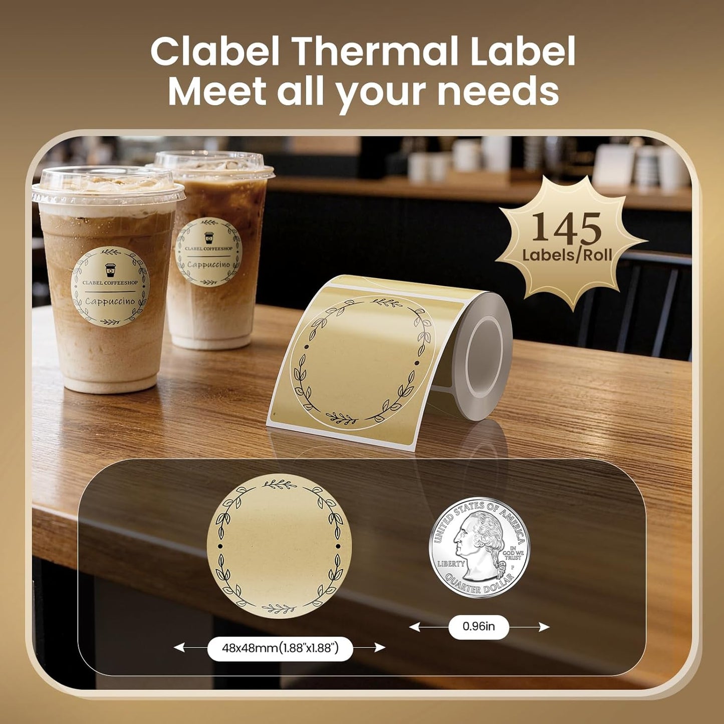 Clabel Printable White Cable Labels 6 Rolls of Thermal Self-Adhesive Paper Labels Tape, 25x78mm (1"x3") 100 Sheets Per Roll, Black Print on White Sticker Tags Durable