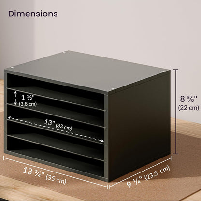 Ballucci 4-Tier Paper Organizer for Desk, Stackable Organizer Tray, Desk Storage Shelves, Stacking Letter Paper Tray Sorter for Classroom, Office, White