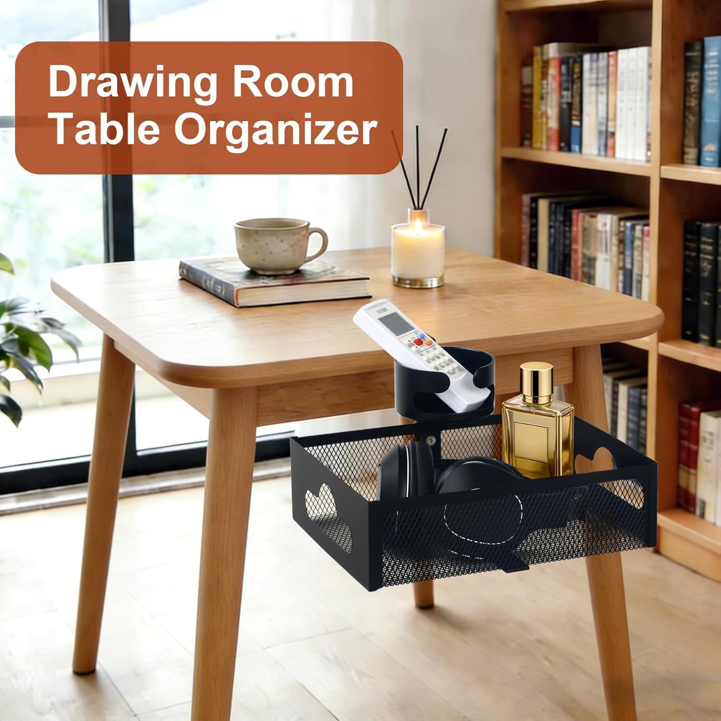 Under Desk Organizer 360° Swivel,under Desk Drawer, Clamp-On No Drill Installation,Sturdy Mesh Storage Drawer for Office,Drawing Room and Kitchen Room,Art Supplies and More(Without Cup Holder)