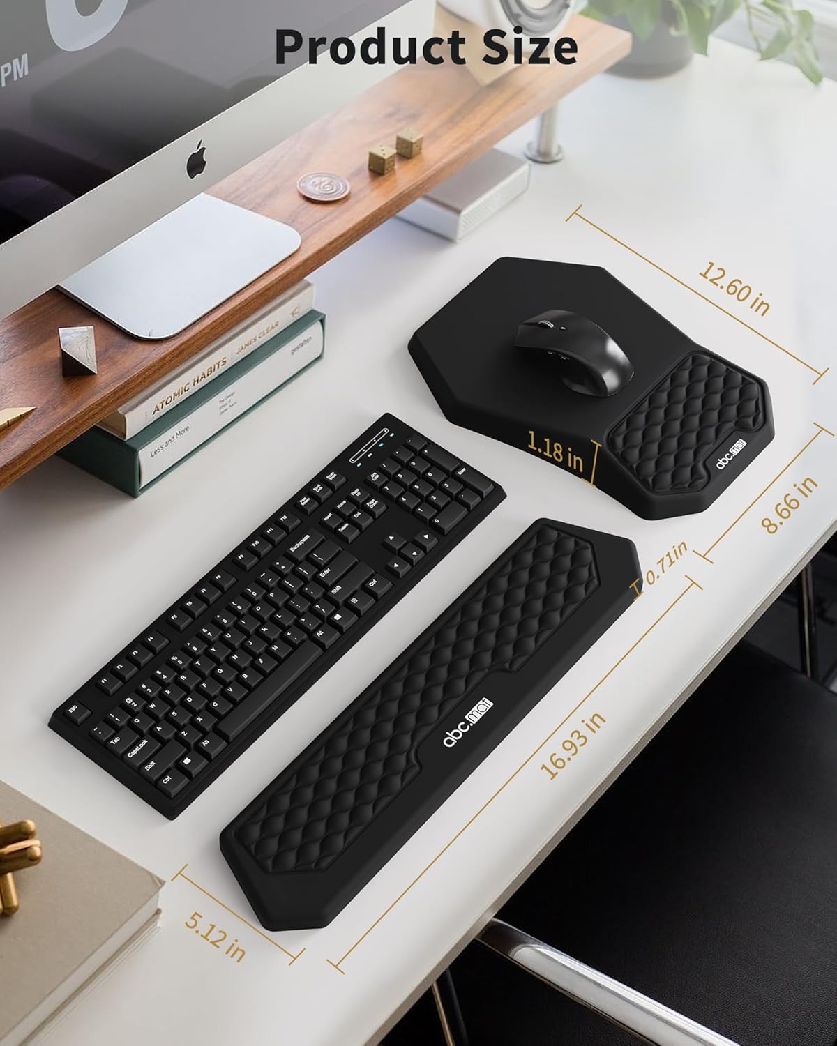 Ergonomic Mouse Pad and Keyboard Wrist Rest Support Set, Massage Design Mousepad for Carpal Tunnel Pain Relief, Memory Foam, Non-Slip PU Base for Computer Desk, Baby Blue