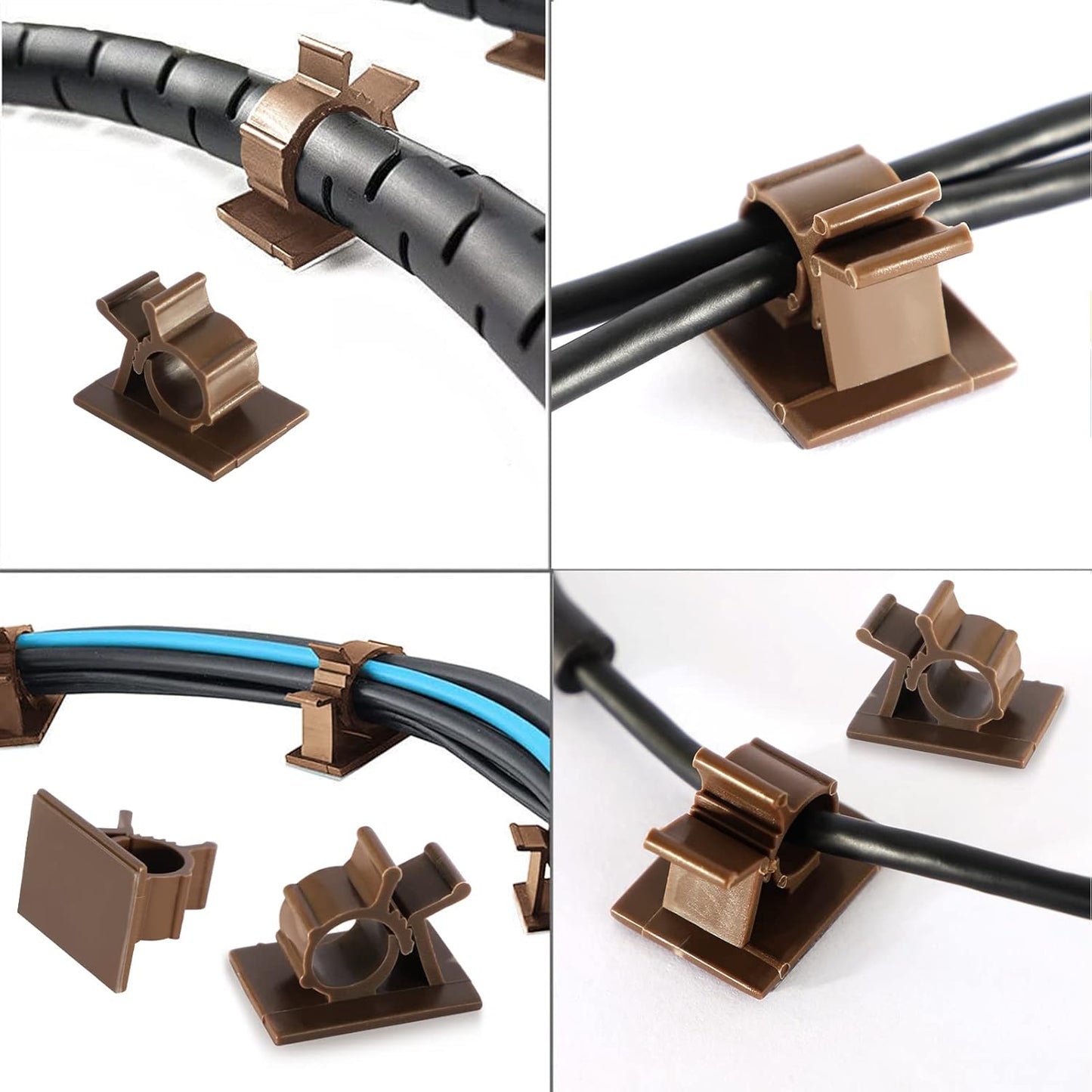 Viaky 30 Pcs Black Clips Self Adhesive Backed Nylon Wire Adjustable Cable Clips Adhesive Cable Management Drop Wire Holder