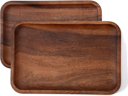 Serving Acacia Wood Valet Tray for Men Women, Catch All Acacia Mens Key Dump Bedside Nightstand Organizer EDC Decorative Wooden Tray for Phone Watch Wallet Keys Jewelry