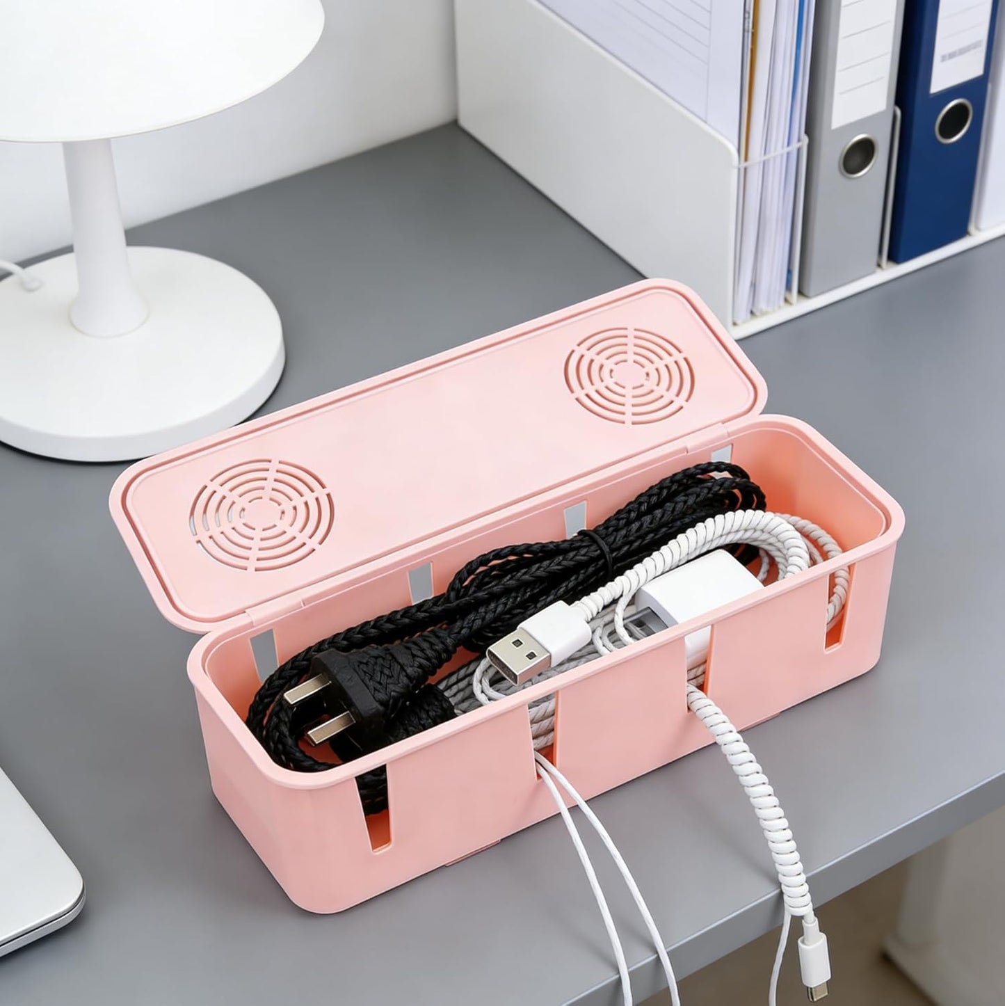 Plug Socket Safety Box Cable Organizer for Power Strip Wire Management 10.43X3.74X2.75 Inch Cord Storage Case for Home and Office Use