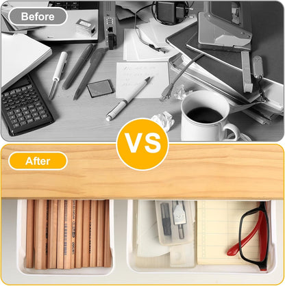 2pcs Under Desk Drawers - Self-Adhesive Hidden Undermount, Slide-Out Storage Organizer for Office & Home (S+L Size)
