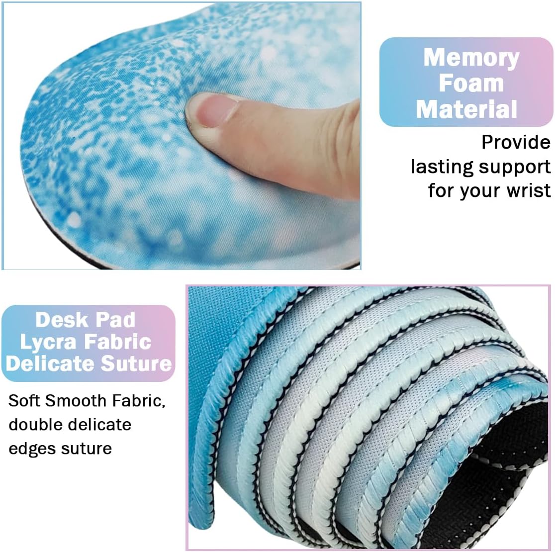 4-in-1 Large Mouse Pad, Keyboard Wrist Rest Pad & Wrist Support Mousepad Set, Extended Desk Pad Waterproof Desk Mat for Home Office Study Game